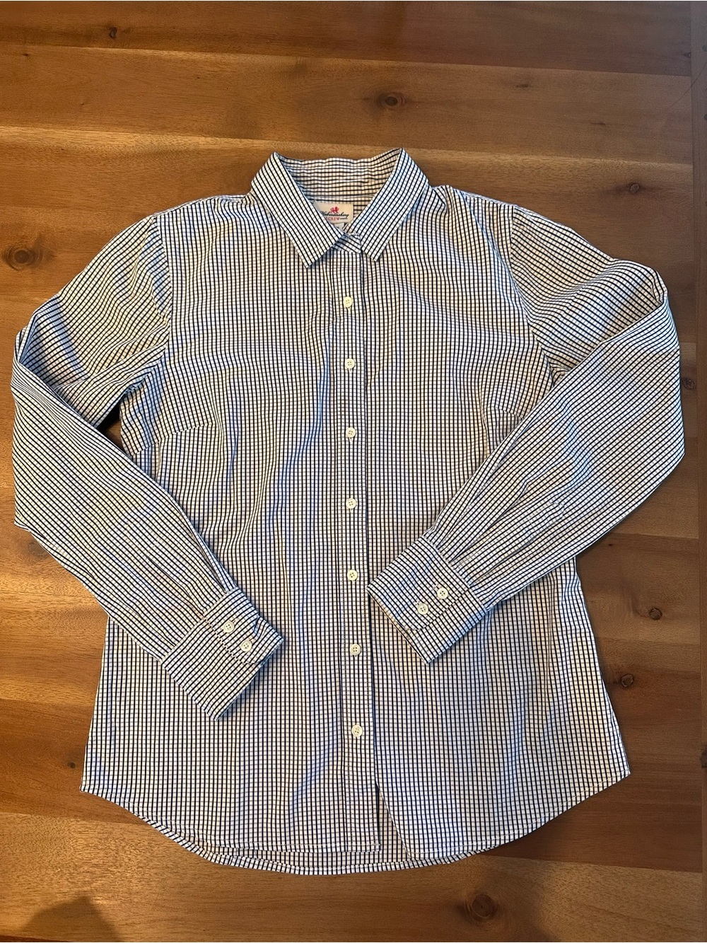 J. Crew Blue and White Gingham Button-Down Shirt